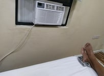 Only window in the bedroom no partial sea view but a brick wall