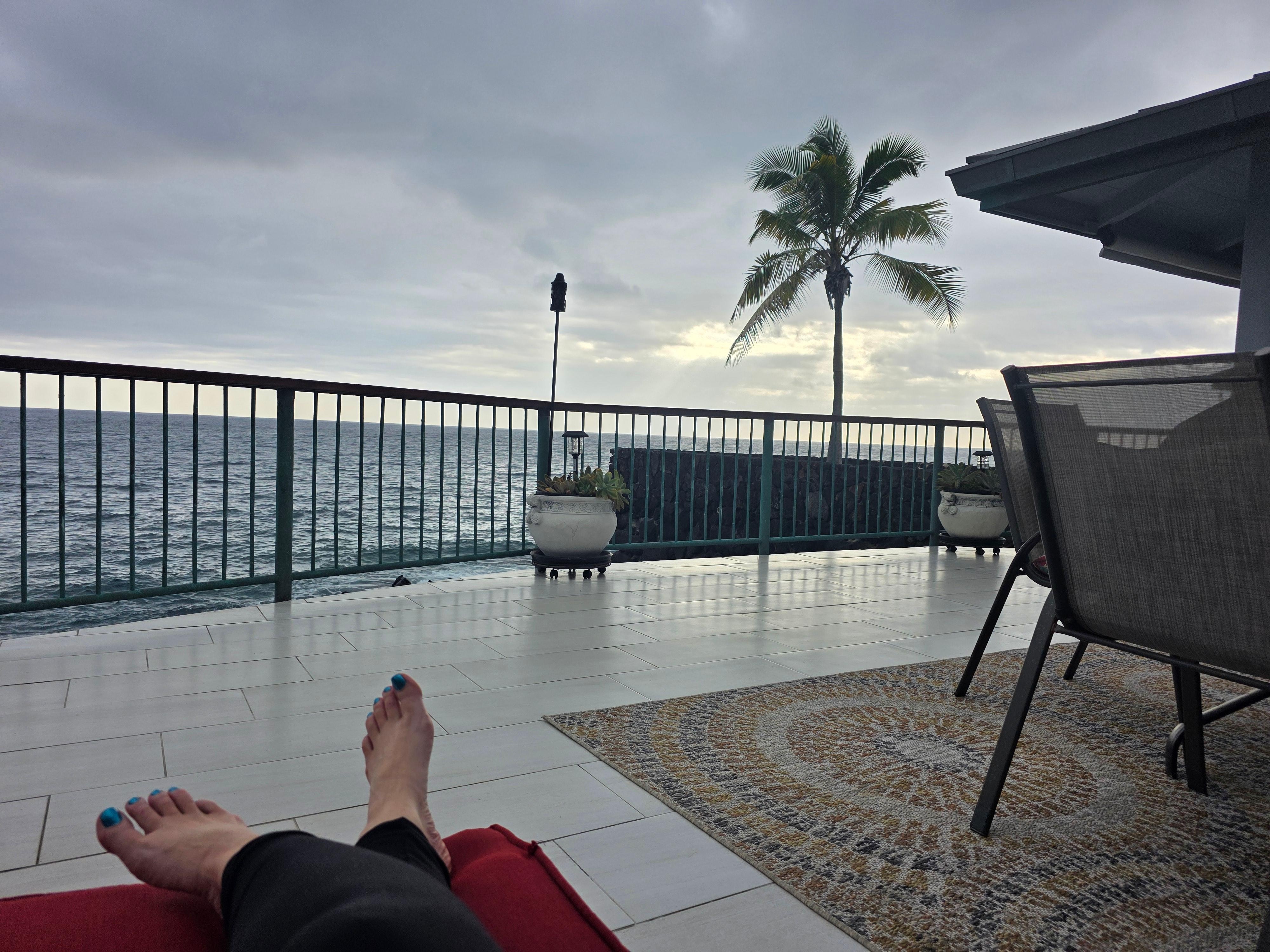 Even with a couple cloudy days from an offshore hurricane, the back deck was an oasis. 