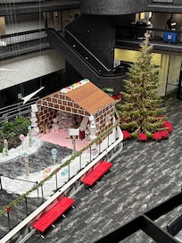 The giant gingerbread house! Looks and smells amazing!