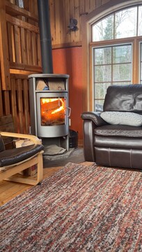 The wood fireplace took the morning chill off. Wood and lighter were provided.