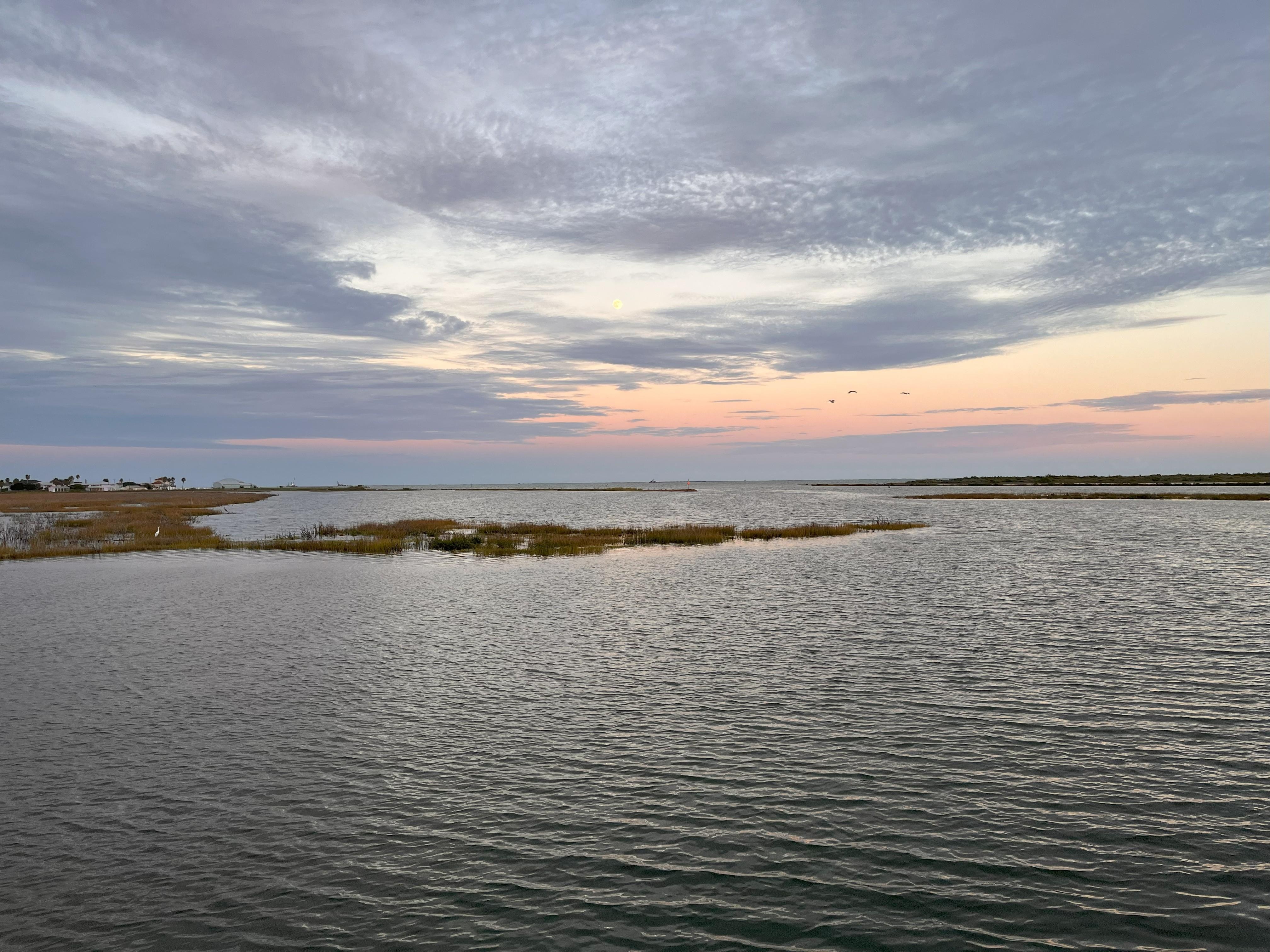The moon coming up over the bay at the Paradise Key.