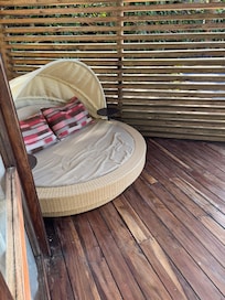 Right on deck outside door