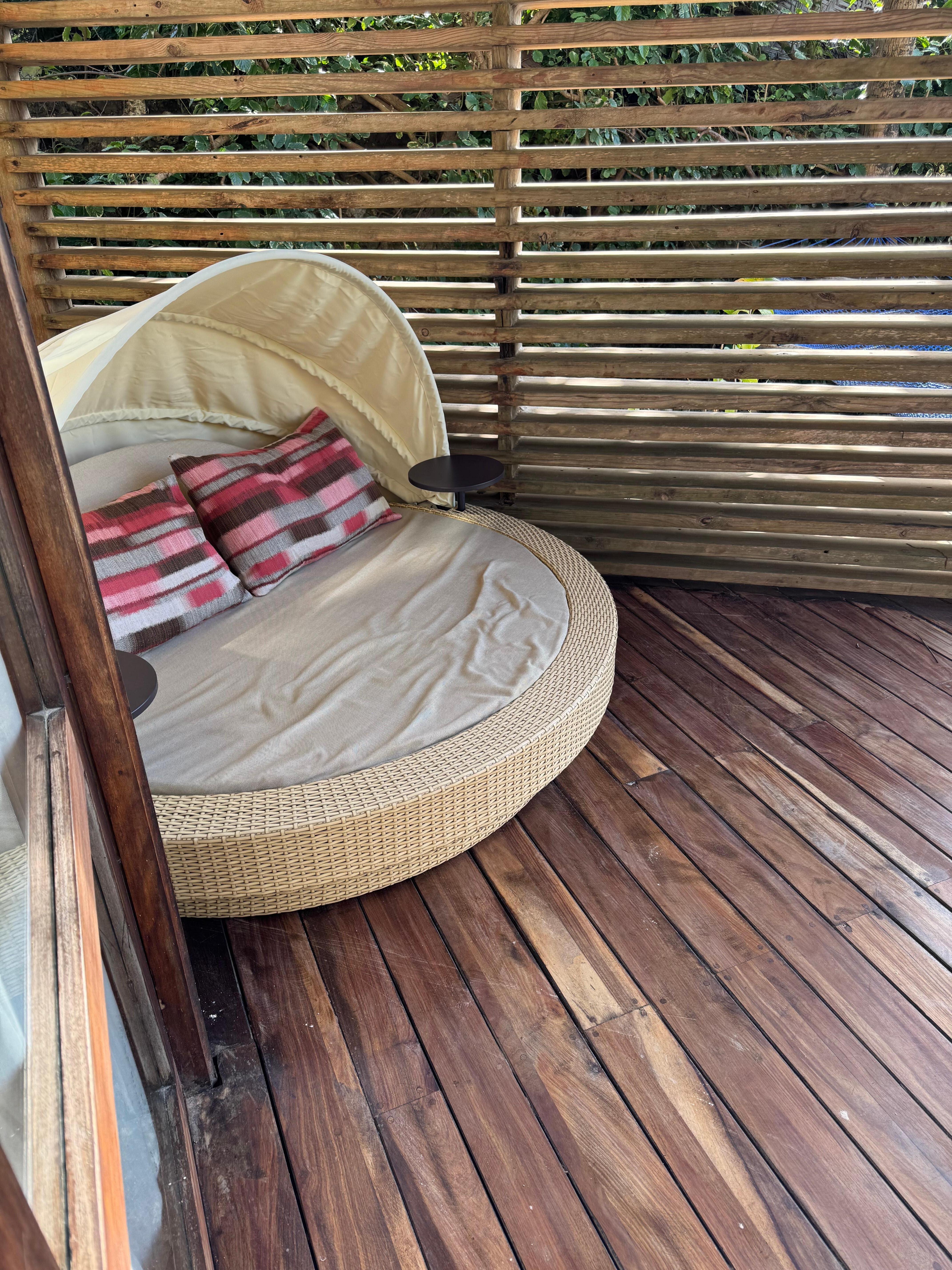 Right on deck outside door