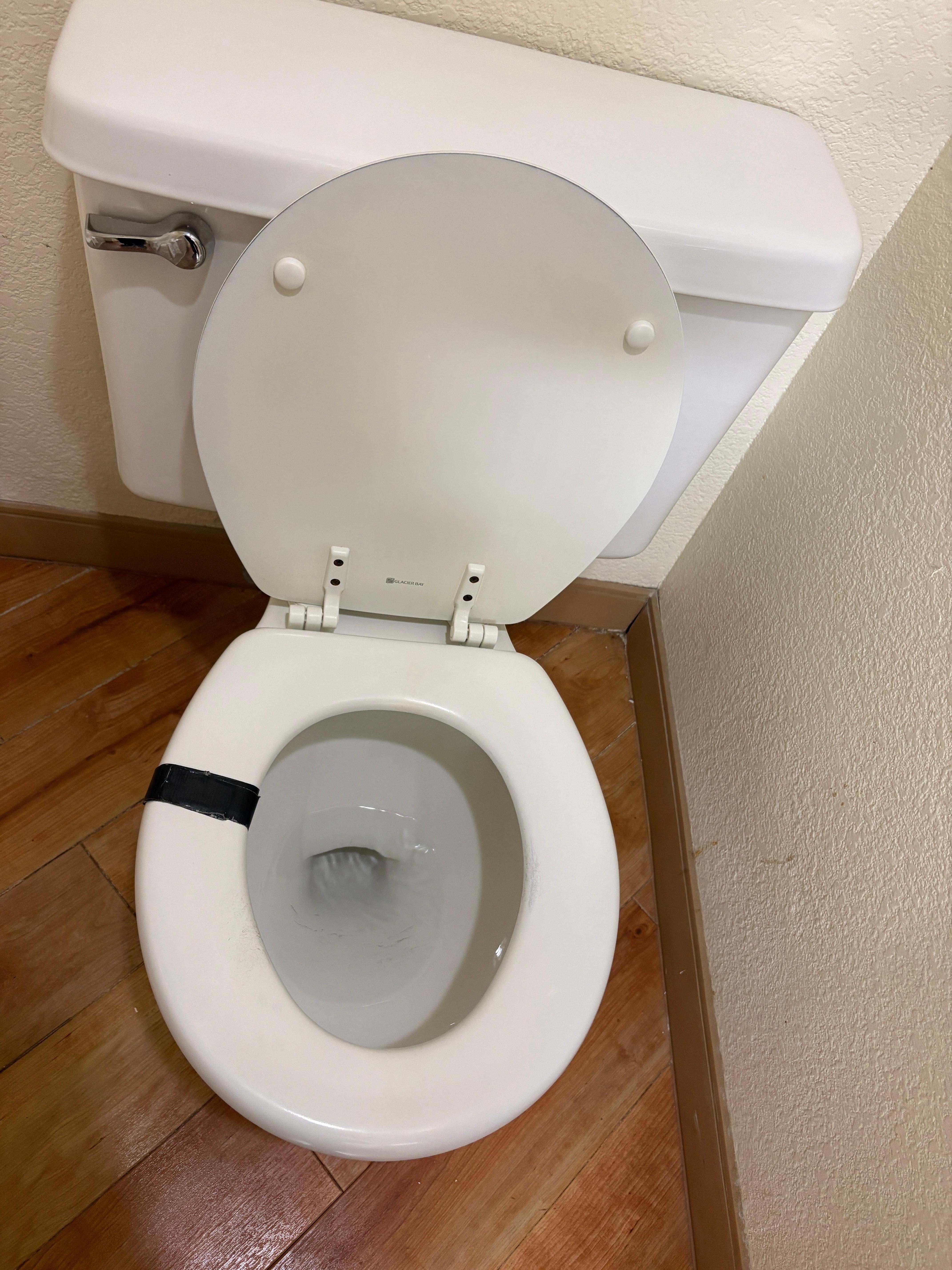 Duct taped toilet seat 