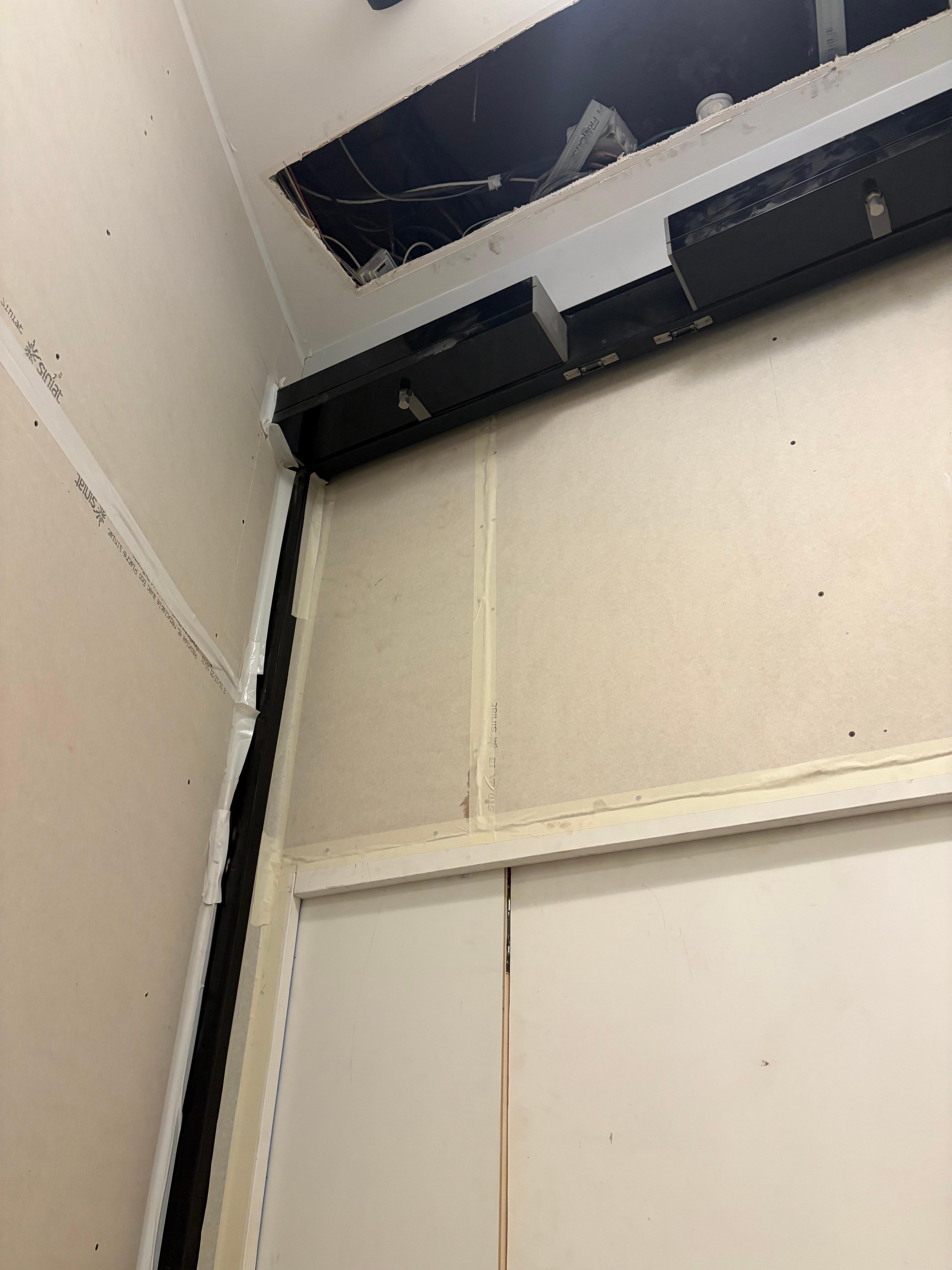 Exposed drywall