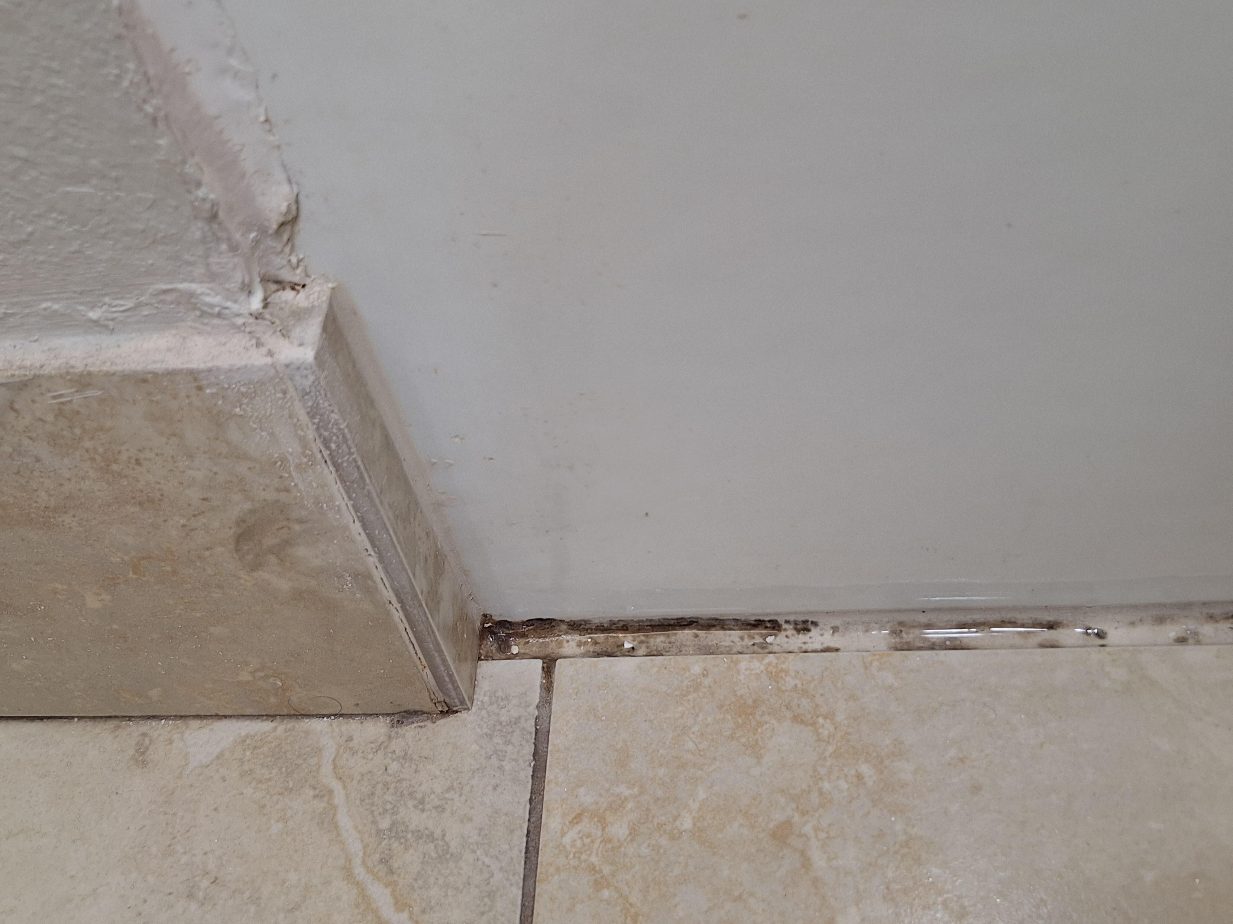 the bathroom floor tiles were dirty