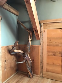 There is a loft in each of 2 bedrooms but need to be relatively athletic to get up there!