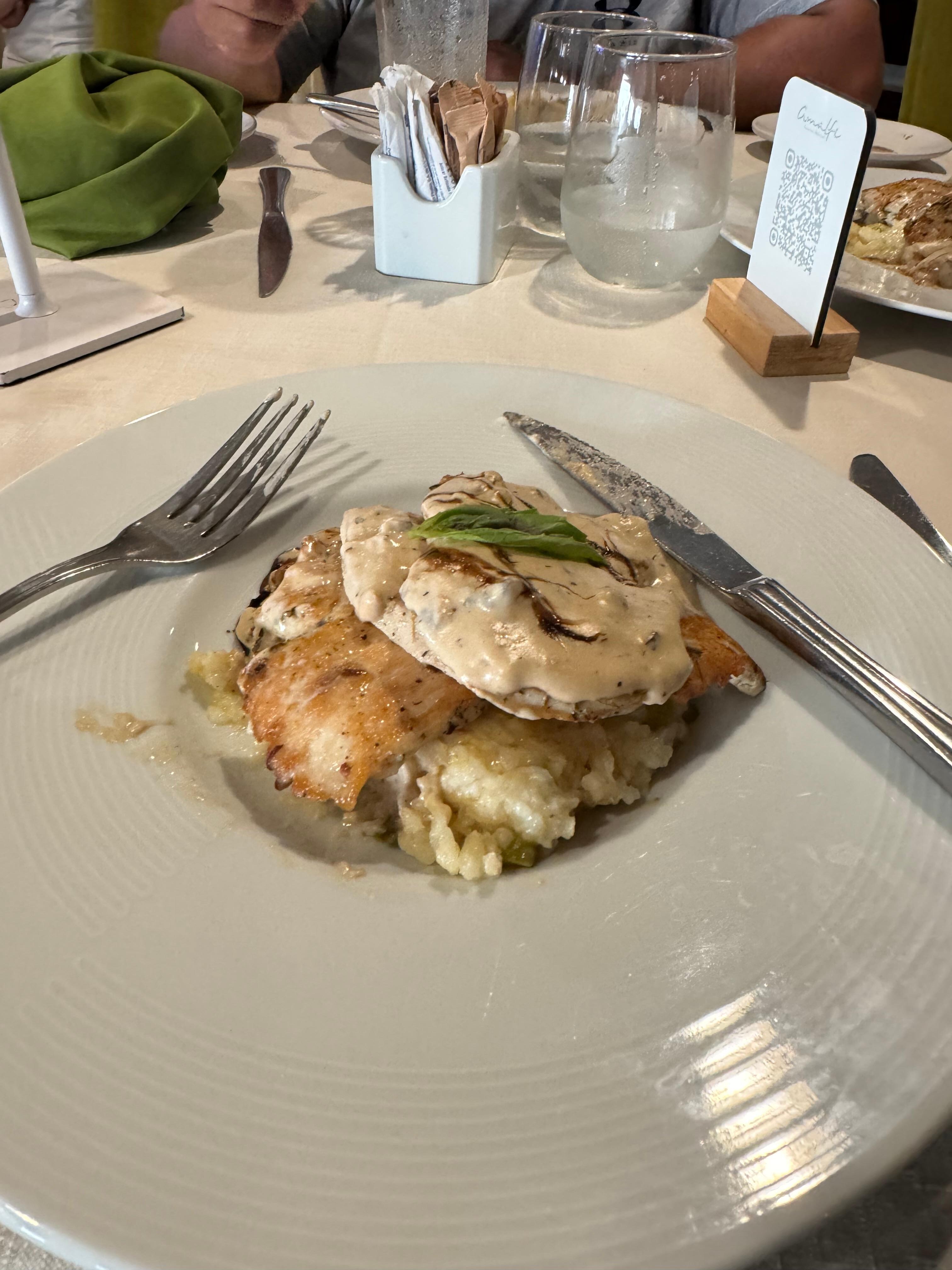 This was at the Amalfi Restaurant which requires a reservation.  It’s worth it… Food is delicious 