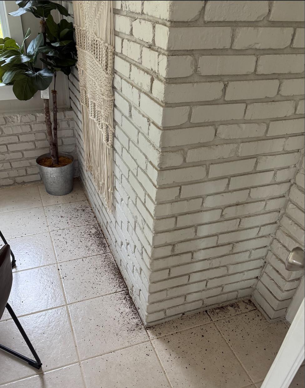 Roof remnants in sunroom