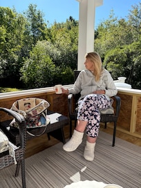 Relaxing on the property deck