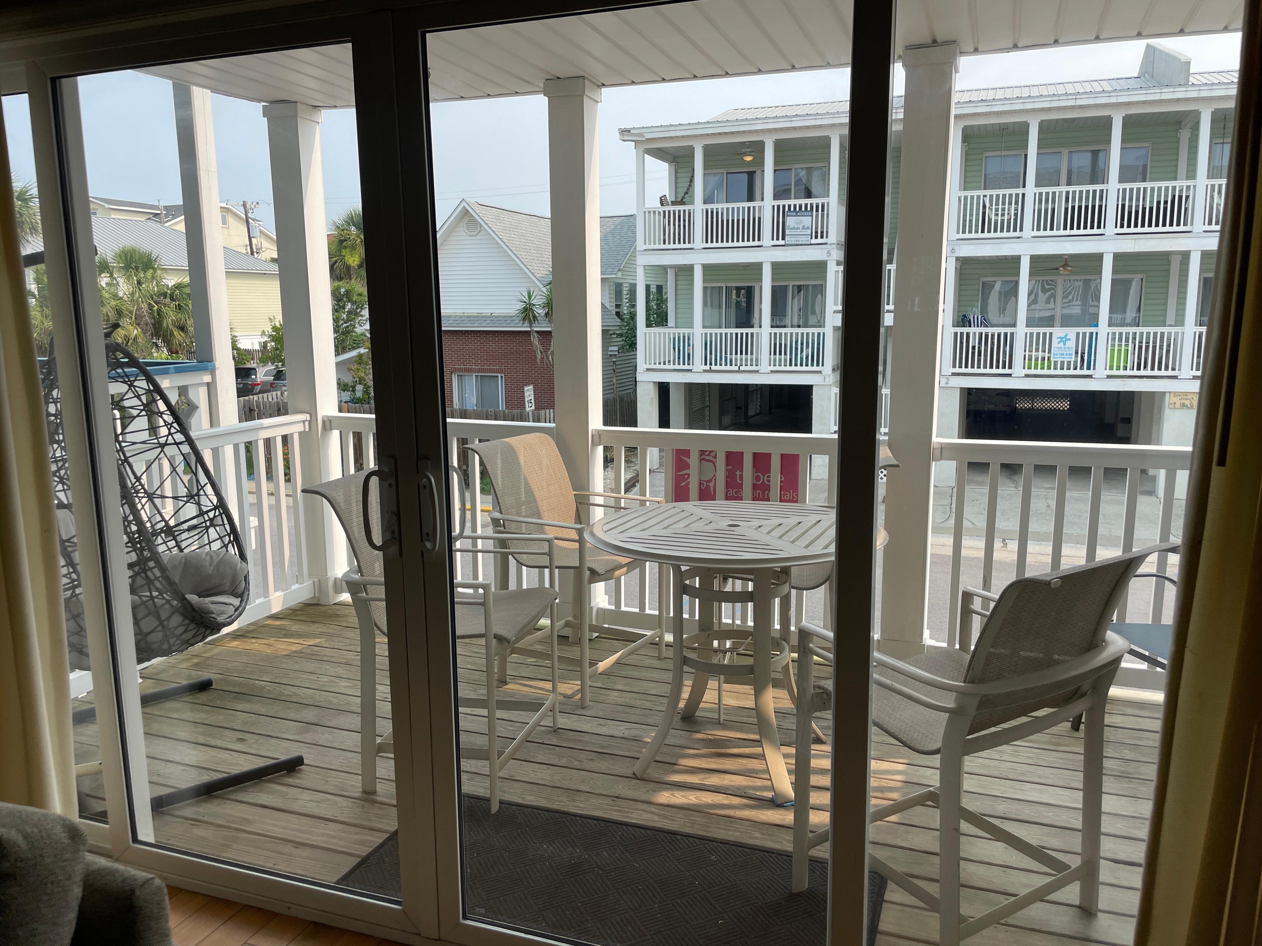 Great patio.
 For morning coffee.