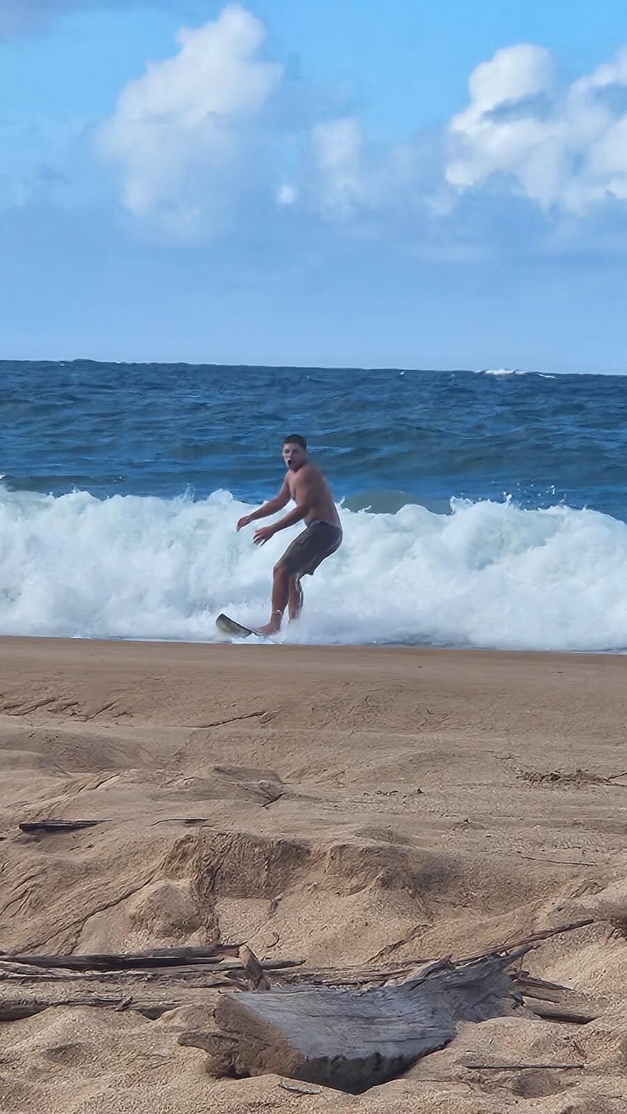 Surfing, swimming and sun bathing right in front of the house. 
