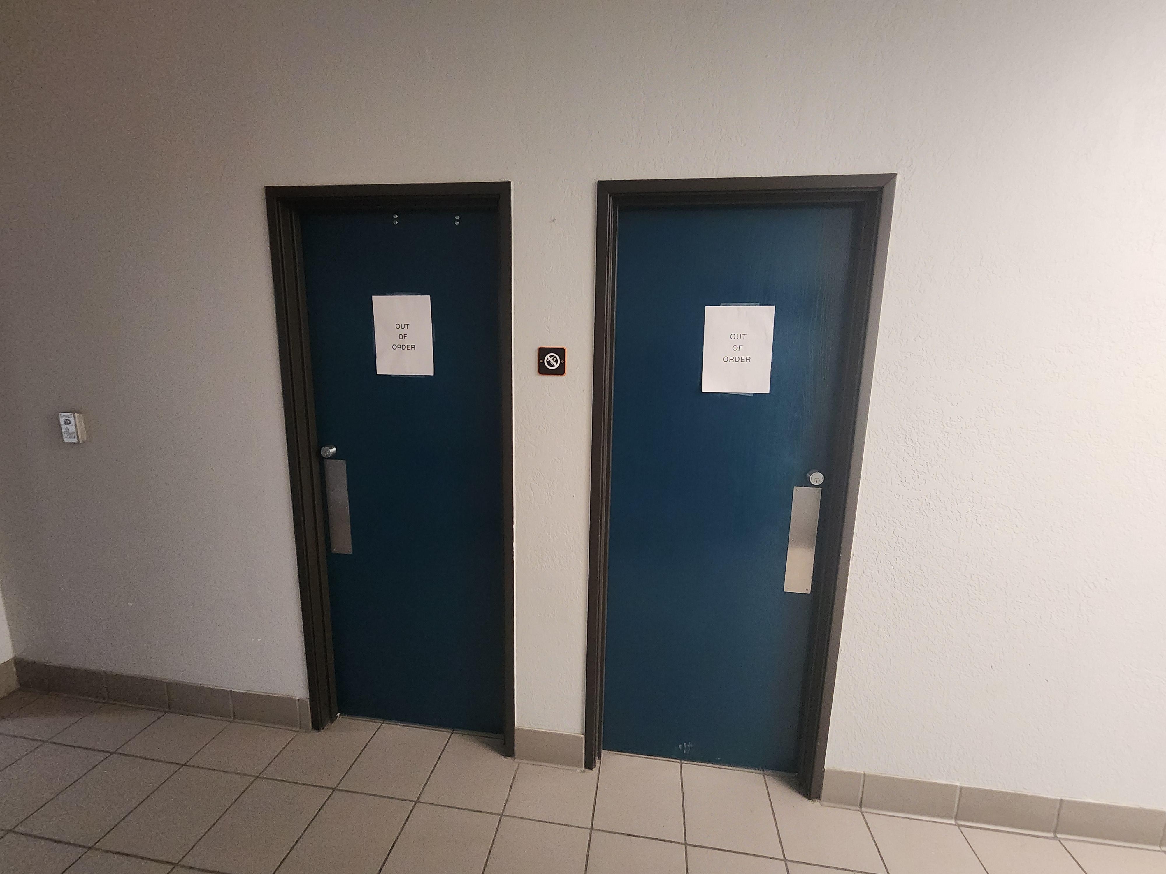 Lobby bathroom out of order
