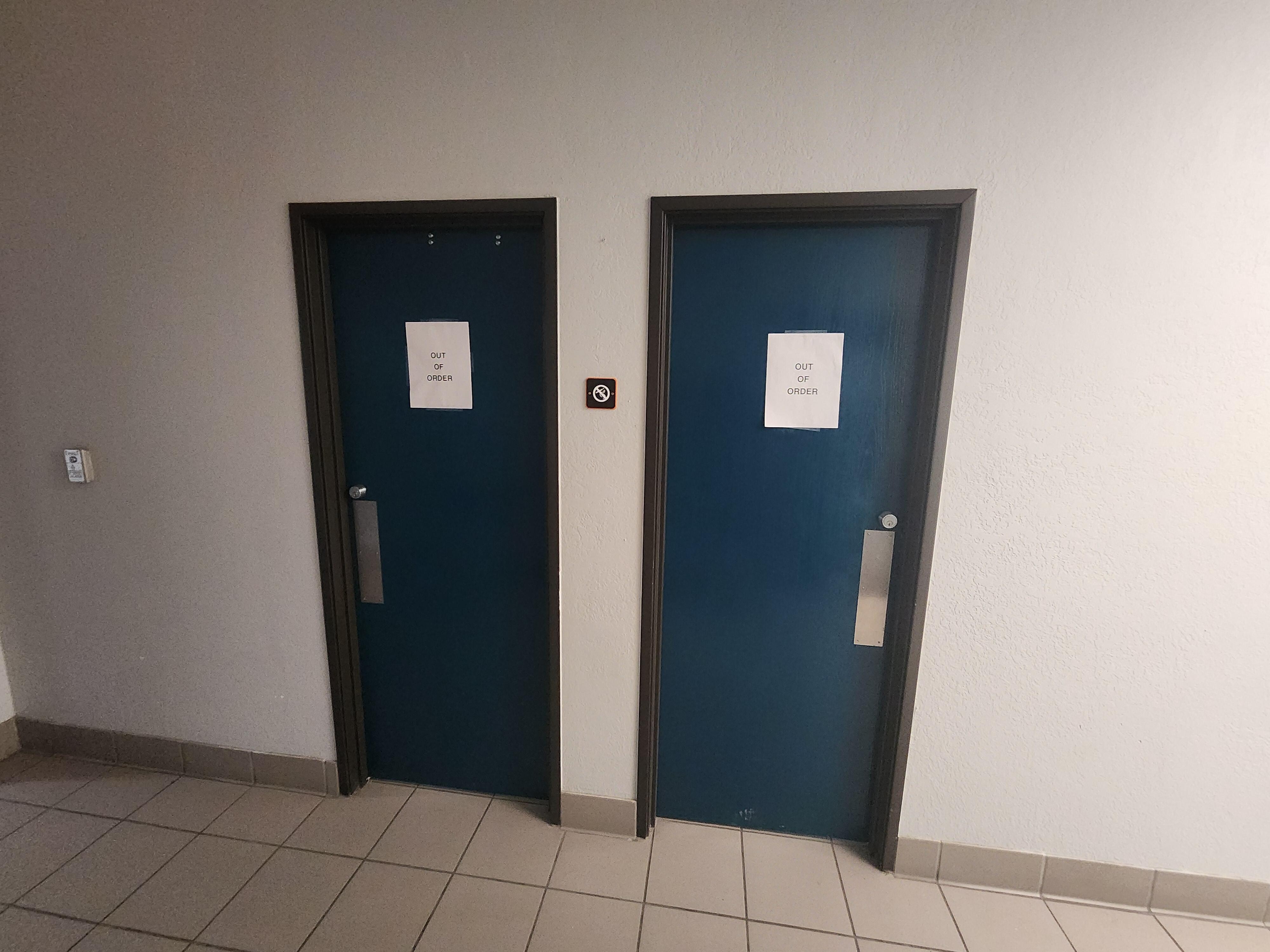 Lobby bathroom out of order