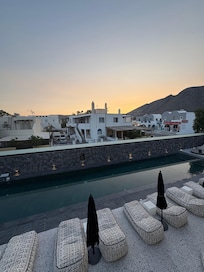 sunset by the pool