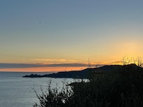 View to Portofino at sunset from terrace