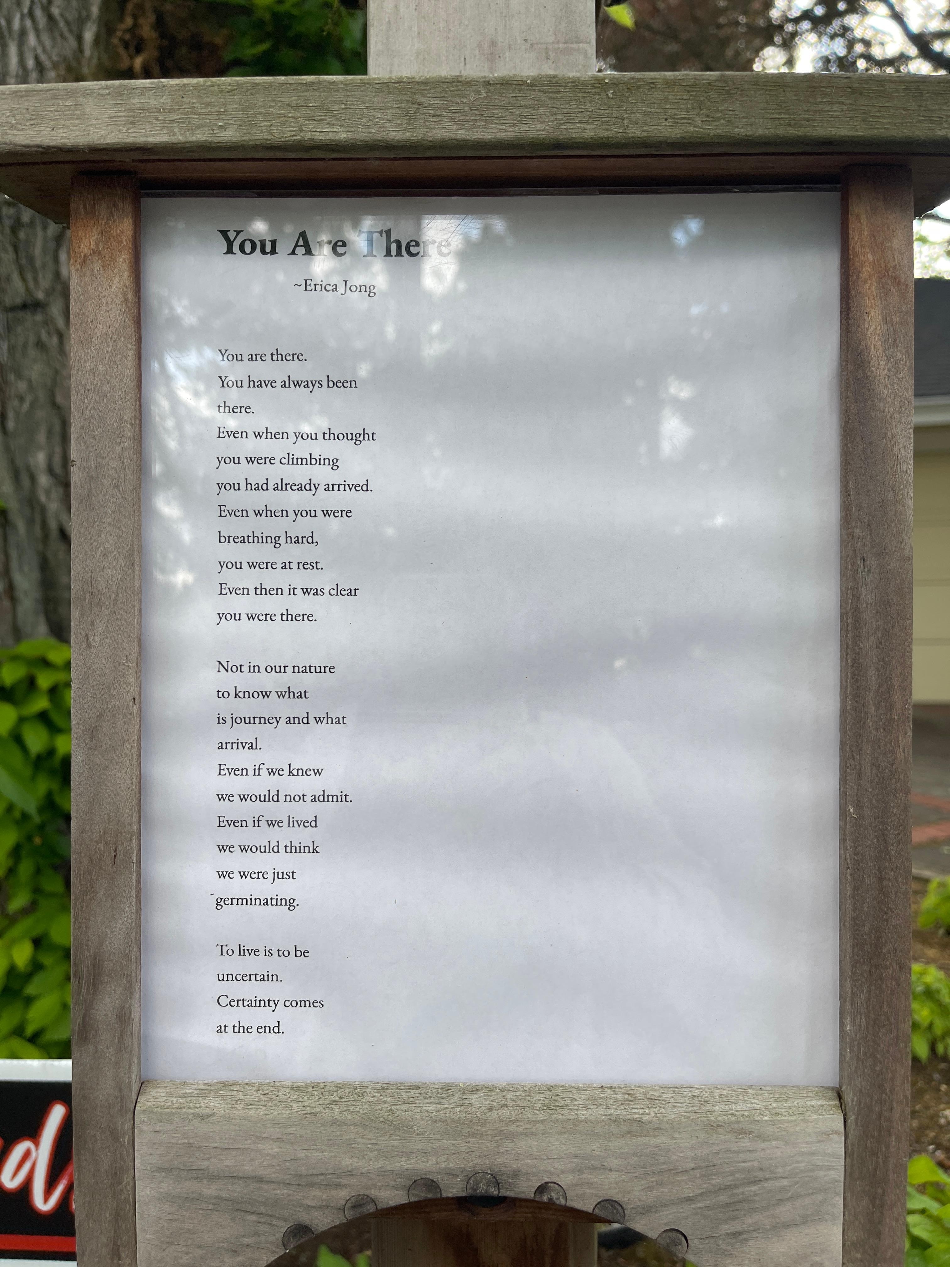 Poem displayed in neighborhood yard✨