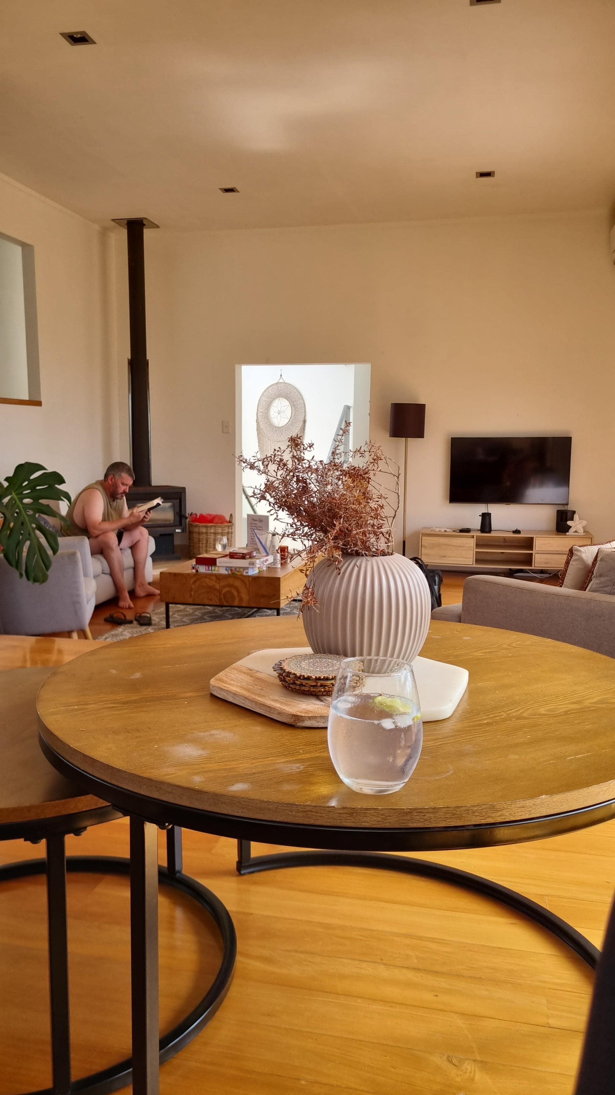 Inside looking toward the lounge, into the hallway