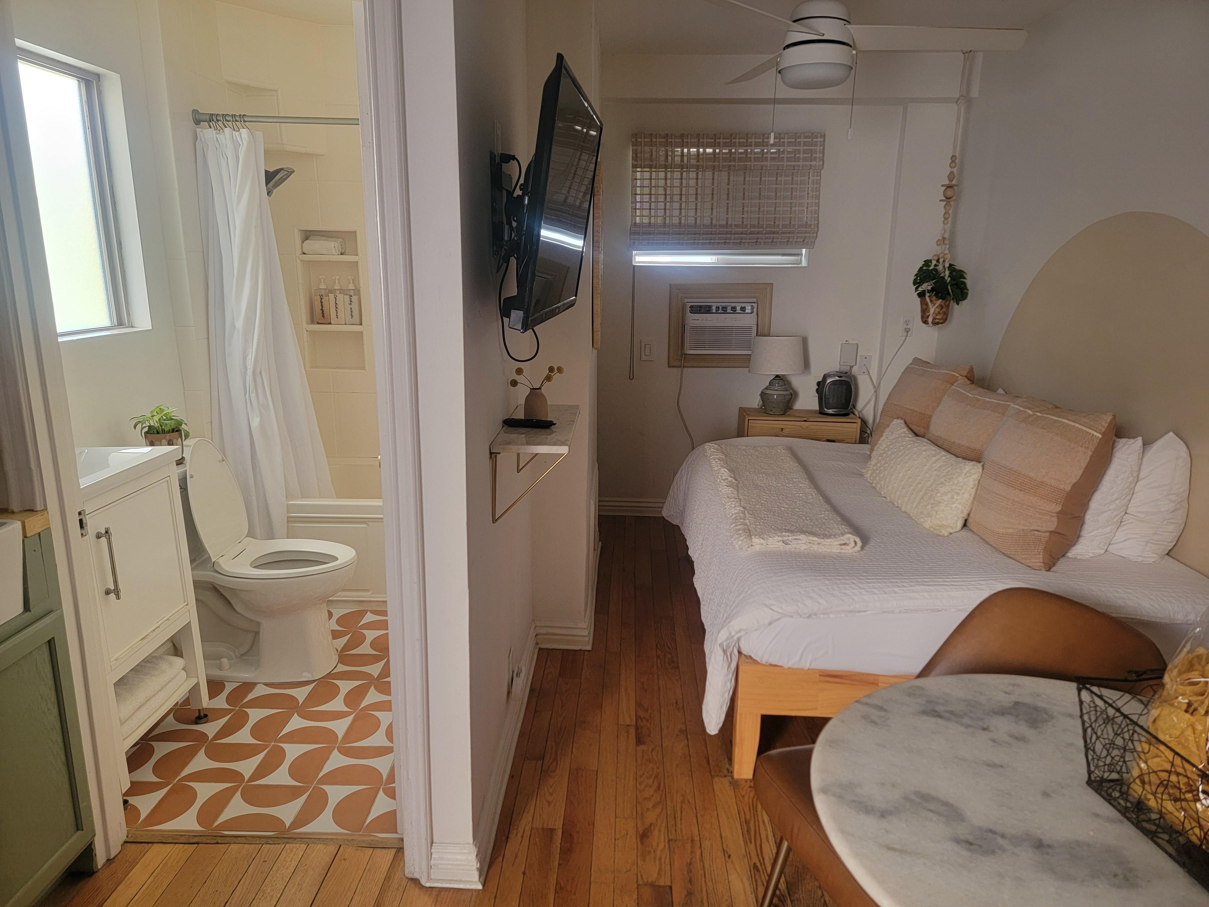 Its a Studio unit, on the ground floor.