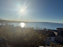 View of beach from cottage terrace.