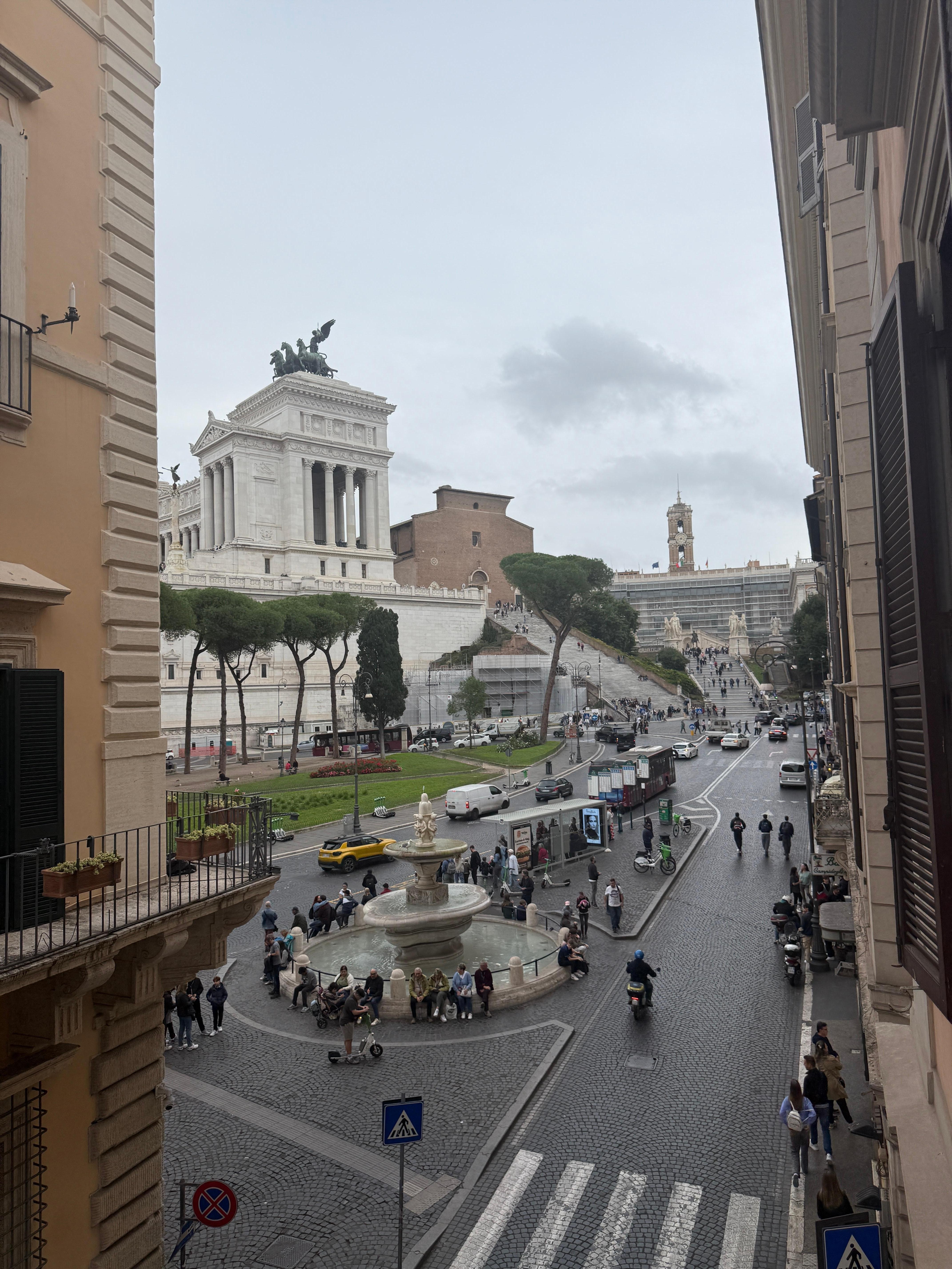 Balcony view of city circle. 