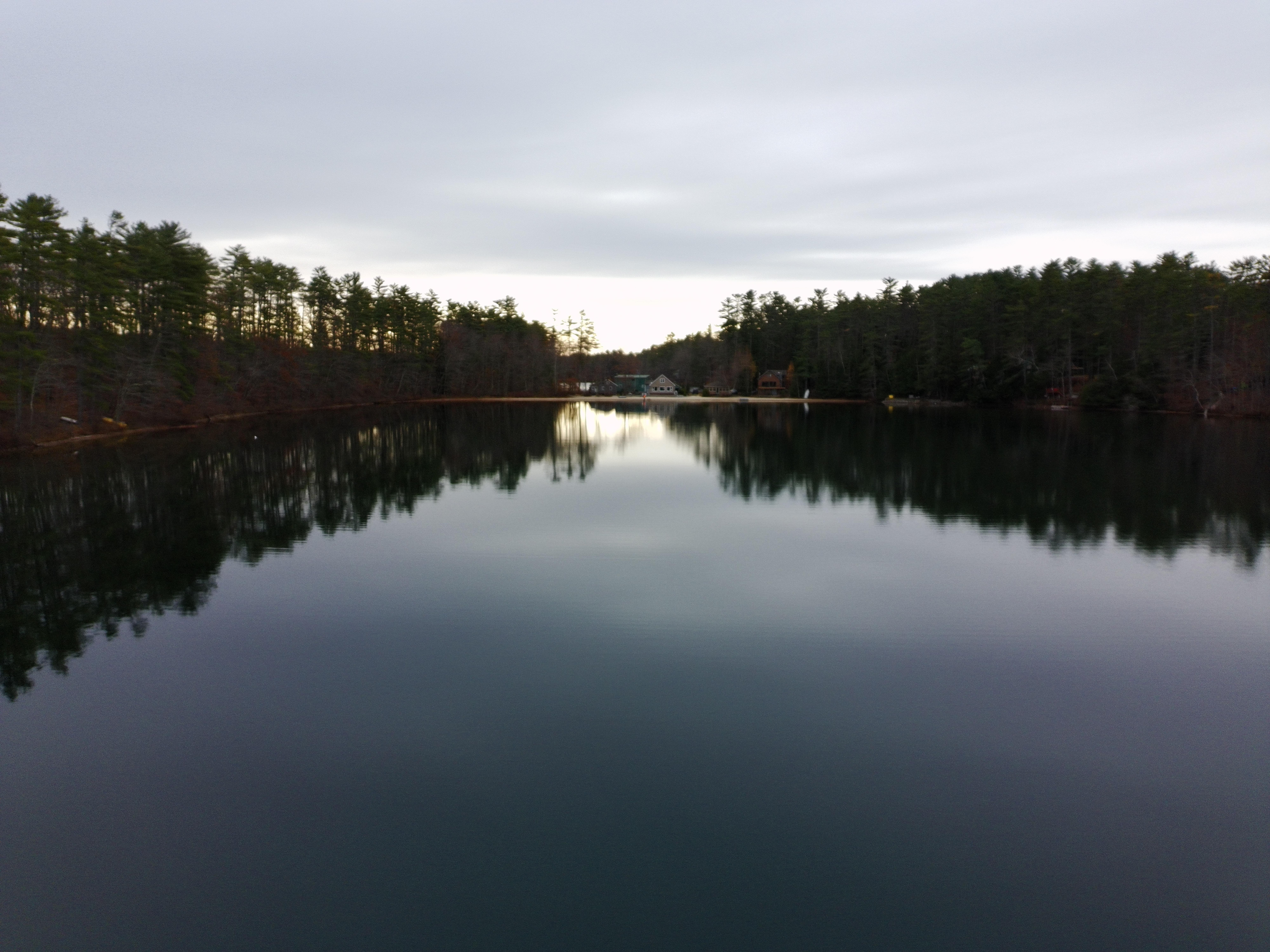 Drone footage of the beautiful lake.