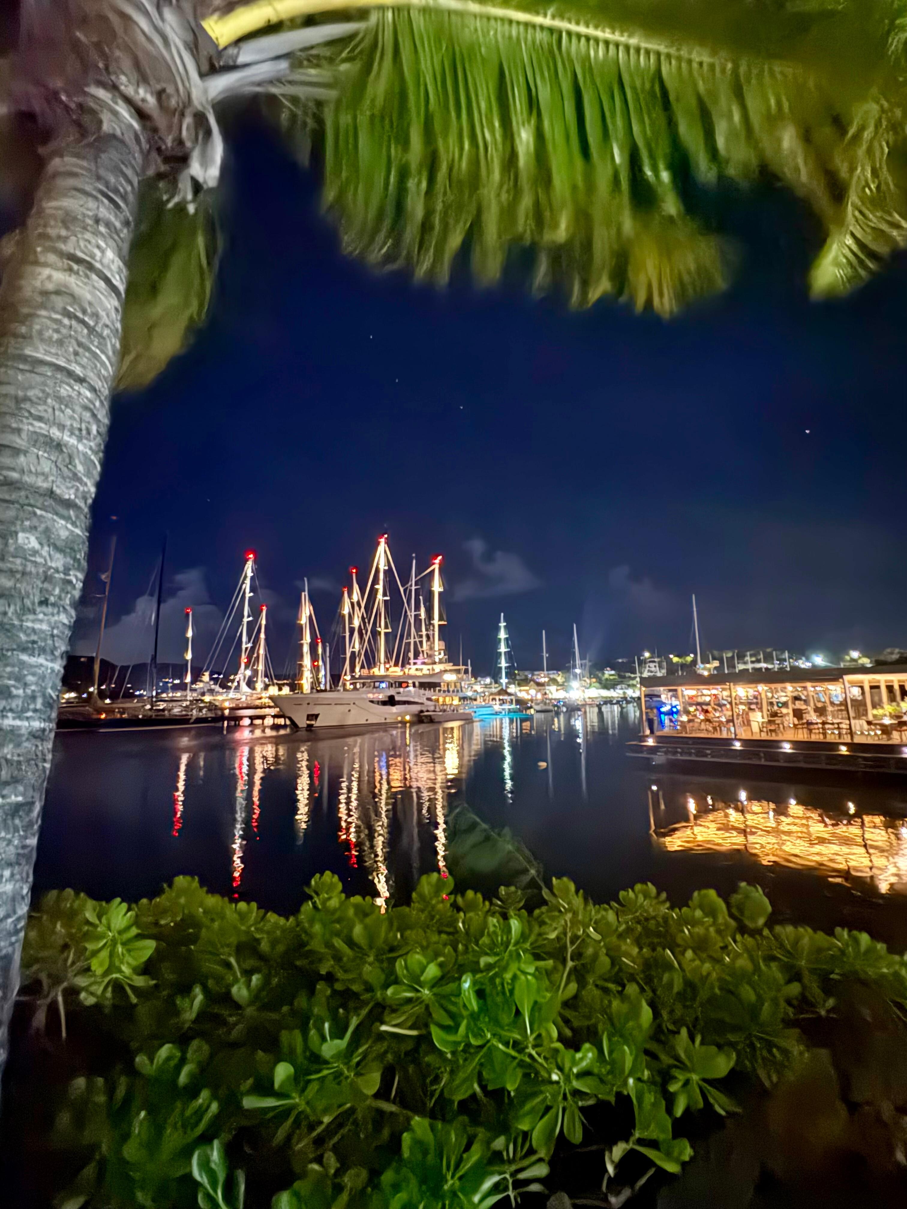 Night time view on the path to the suite 