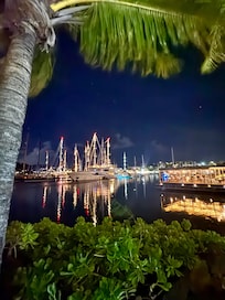 Night time view on the path to the suite