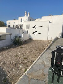 The windows where the arrows are pointing are the windows of the room . That the view .