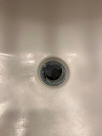 Master bath drain upon arrival.