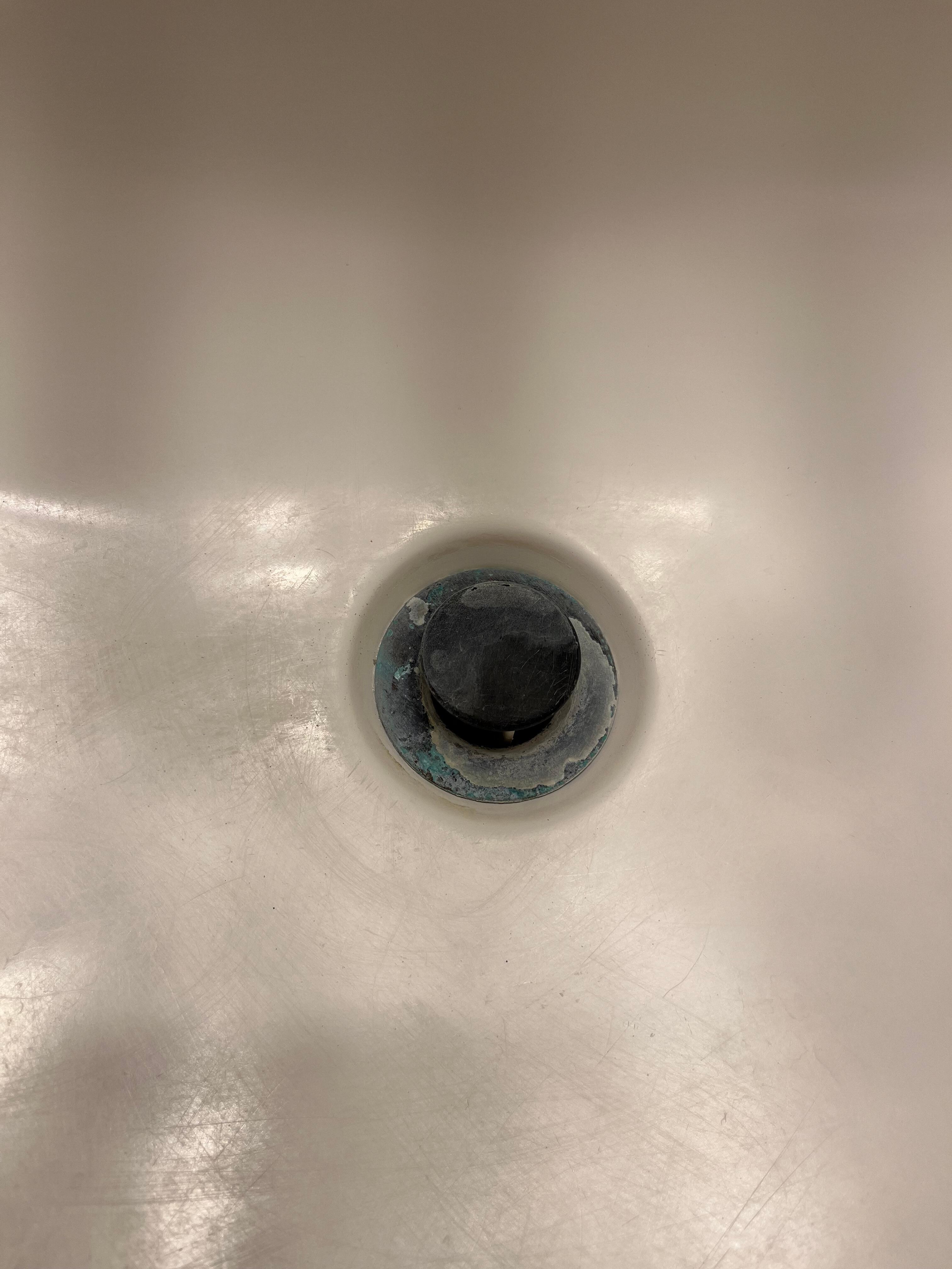 Master bath drain upon arrival. 