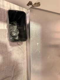 Can under sink left with broken glass. Found some pieces on floor also. Filthy under sink you can see.