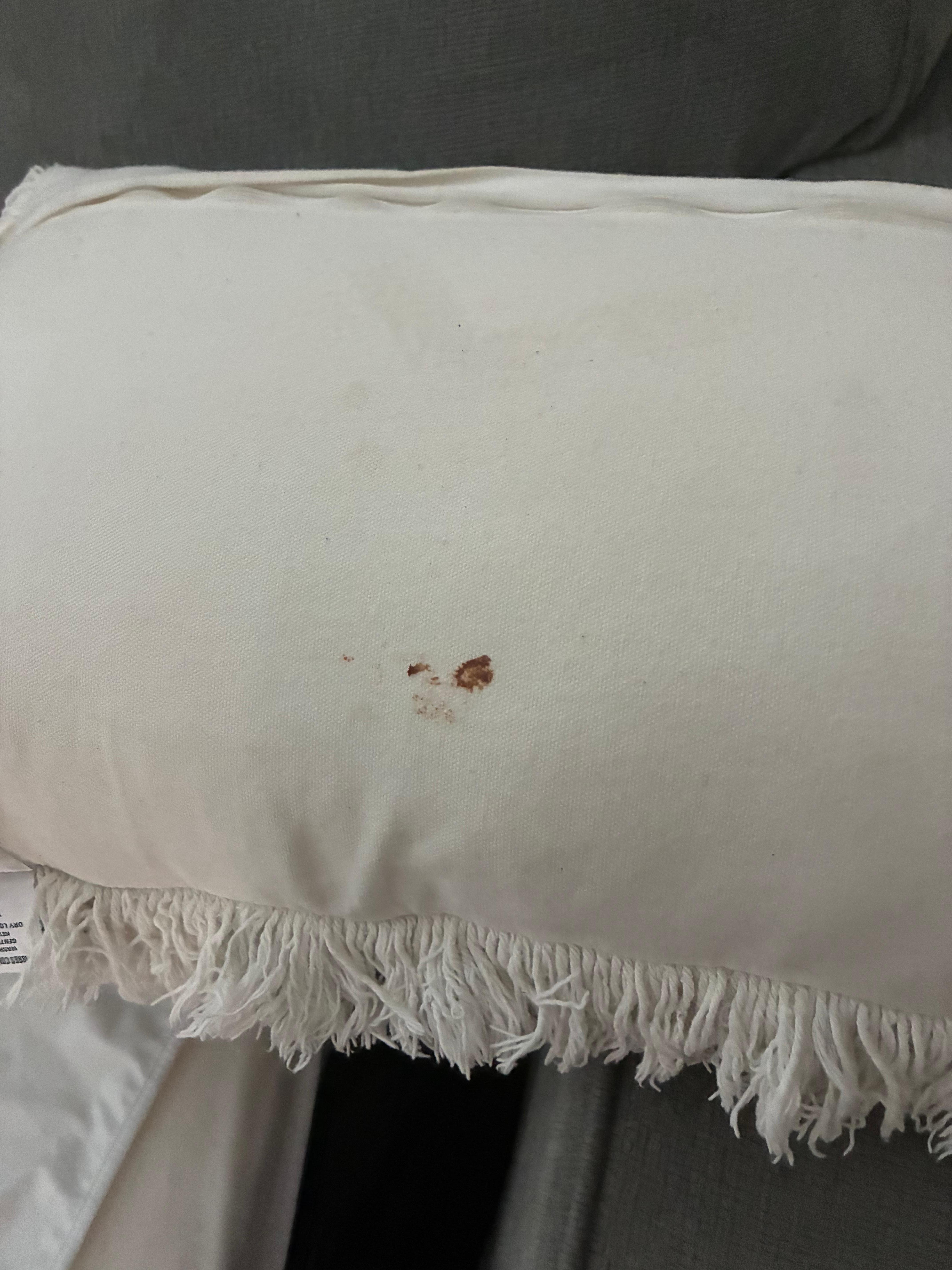 pillows with stains