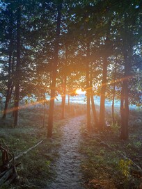 Beautiful sunset from the path to the beach.