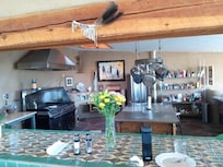 We cooked in the shared kitchen and our breakfast here