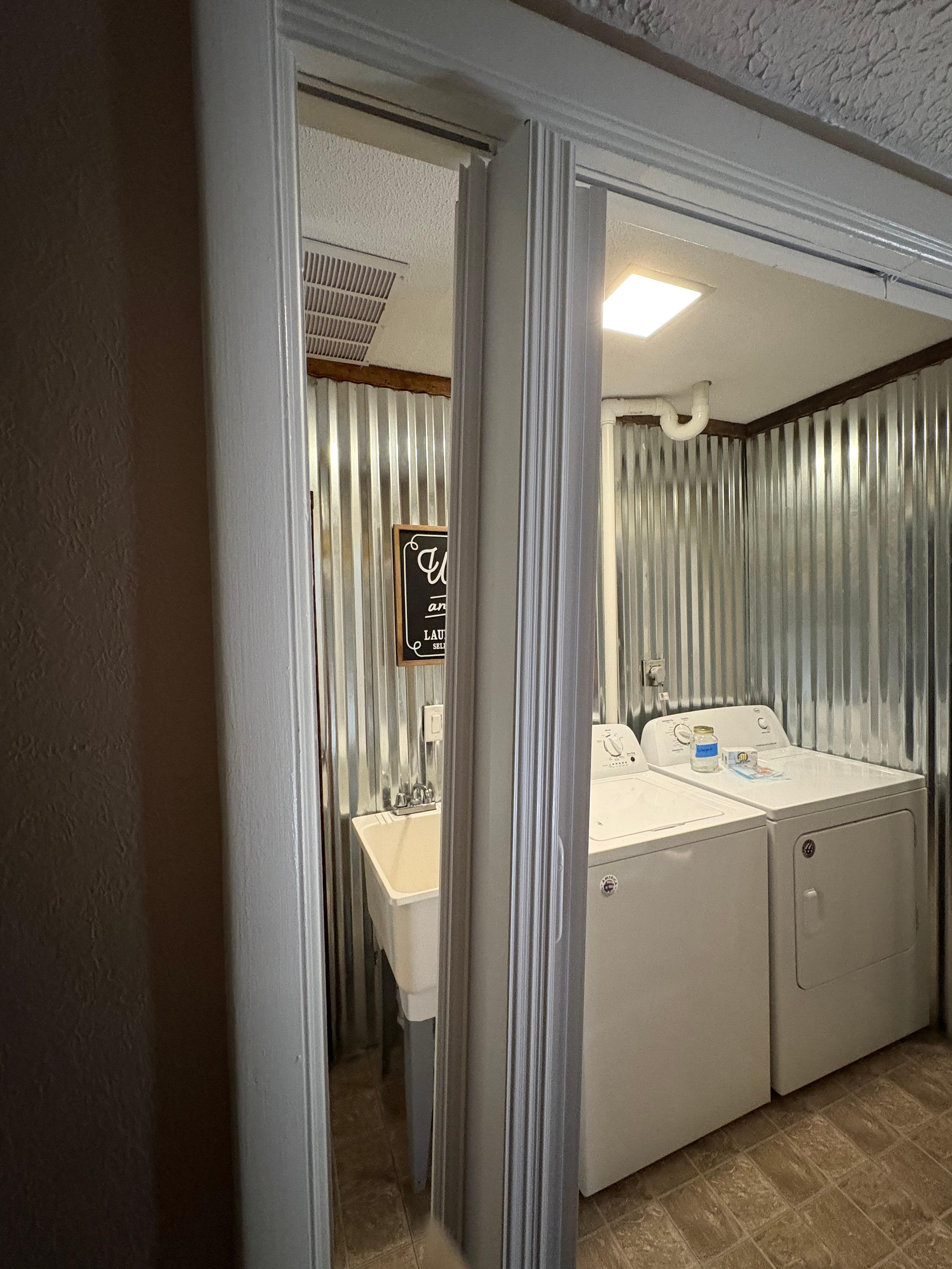 Laundry room doors are broken. 