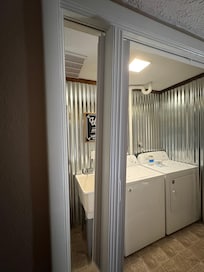 Laundry room doors are broken.