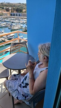 Relaxing on one of the two balconies