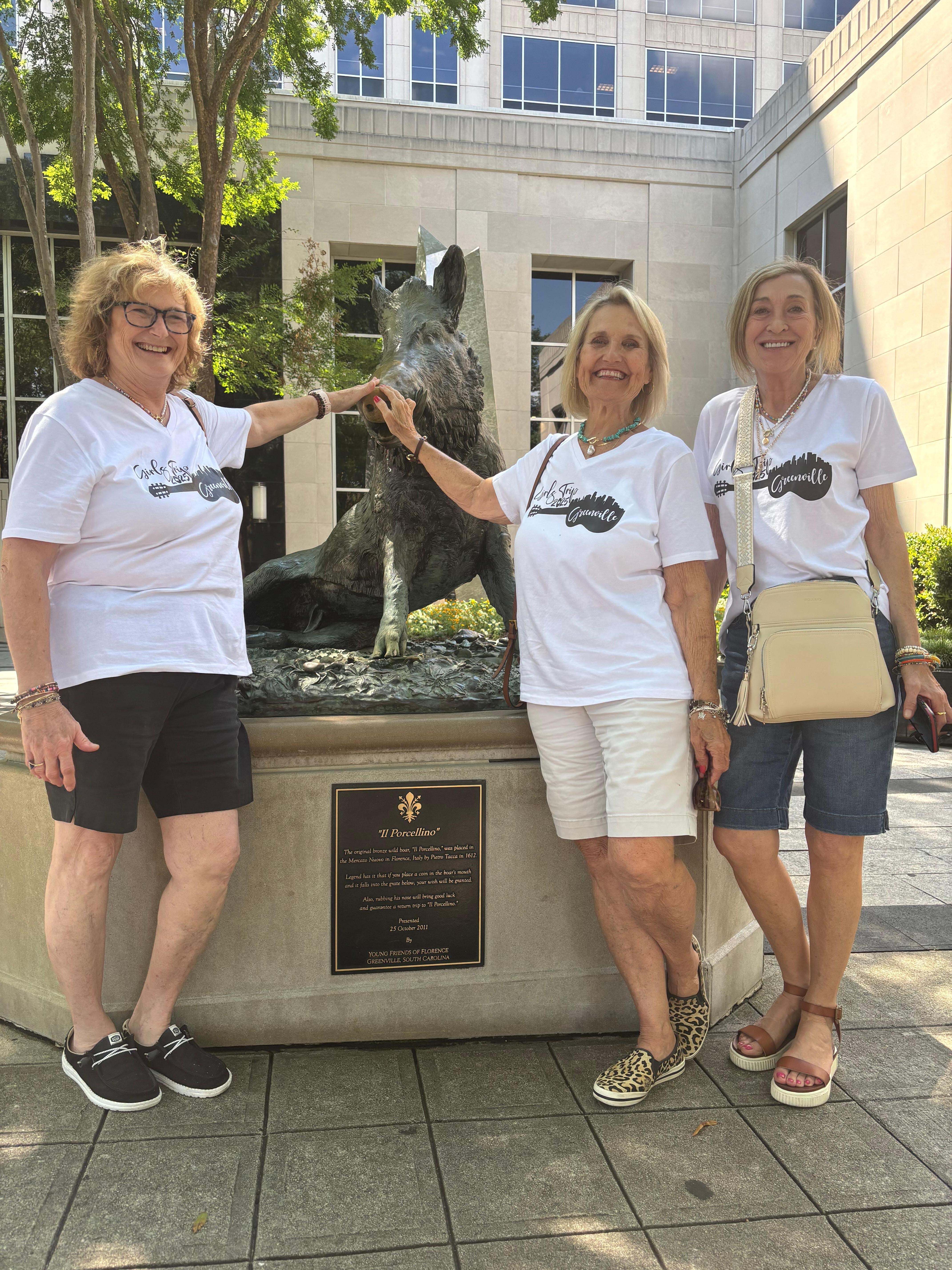 Porcellino- In Grennville rubbing his nose for good luck and a guaranteed return trip! 