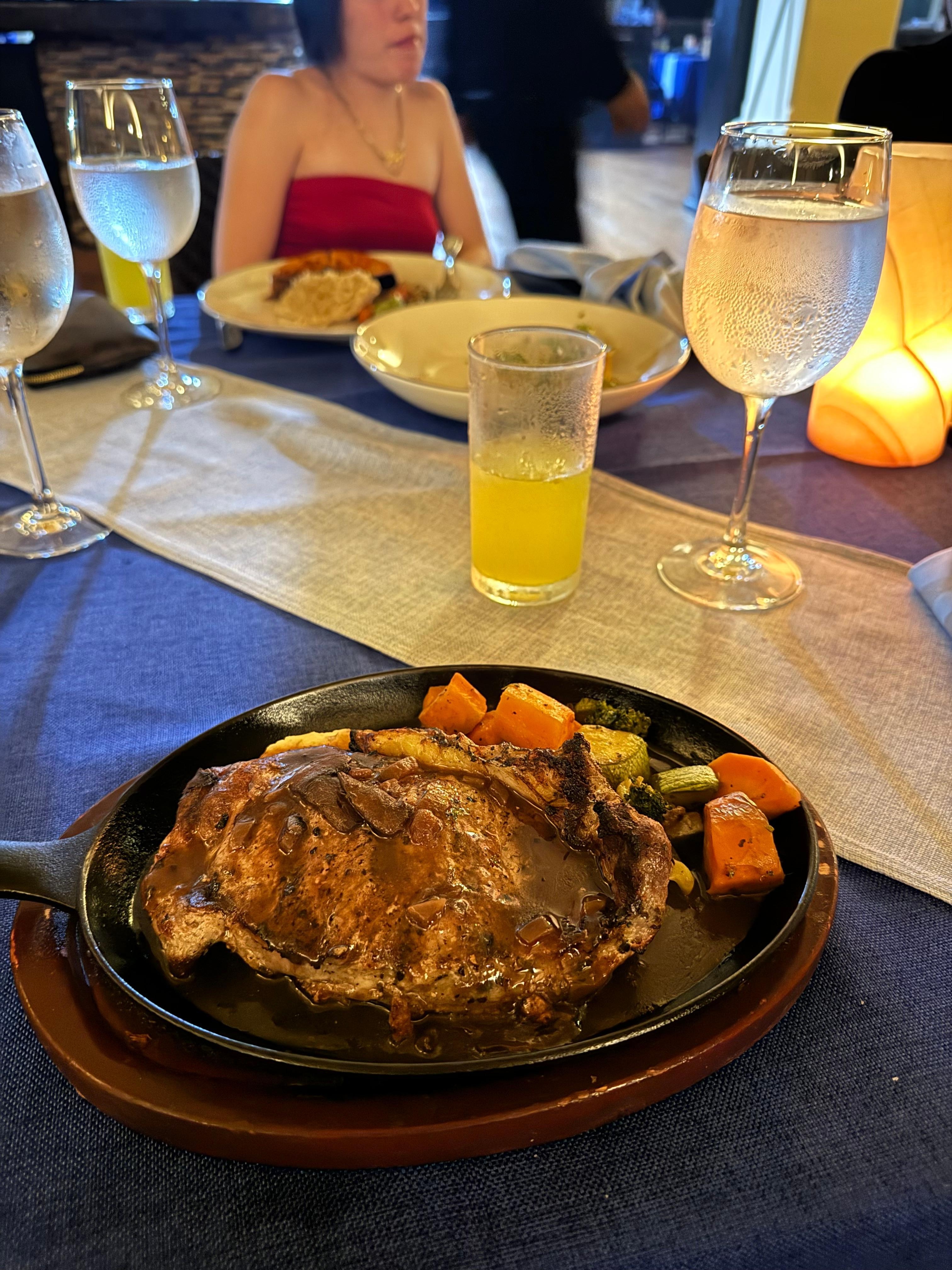 Food from one of the four restaurants  (steak & seafood) it was delicious 