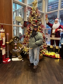 Lobby photo by Christmas tree