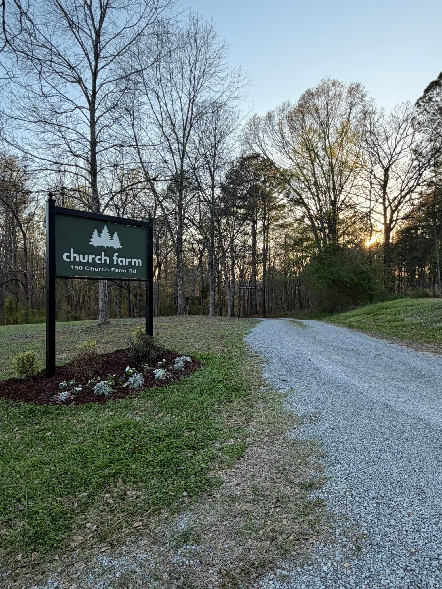 Church Farm sign at sunset