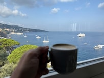 Enjoying a cappuccino with a view from the dining room