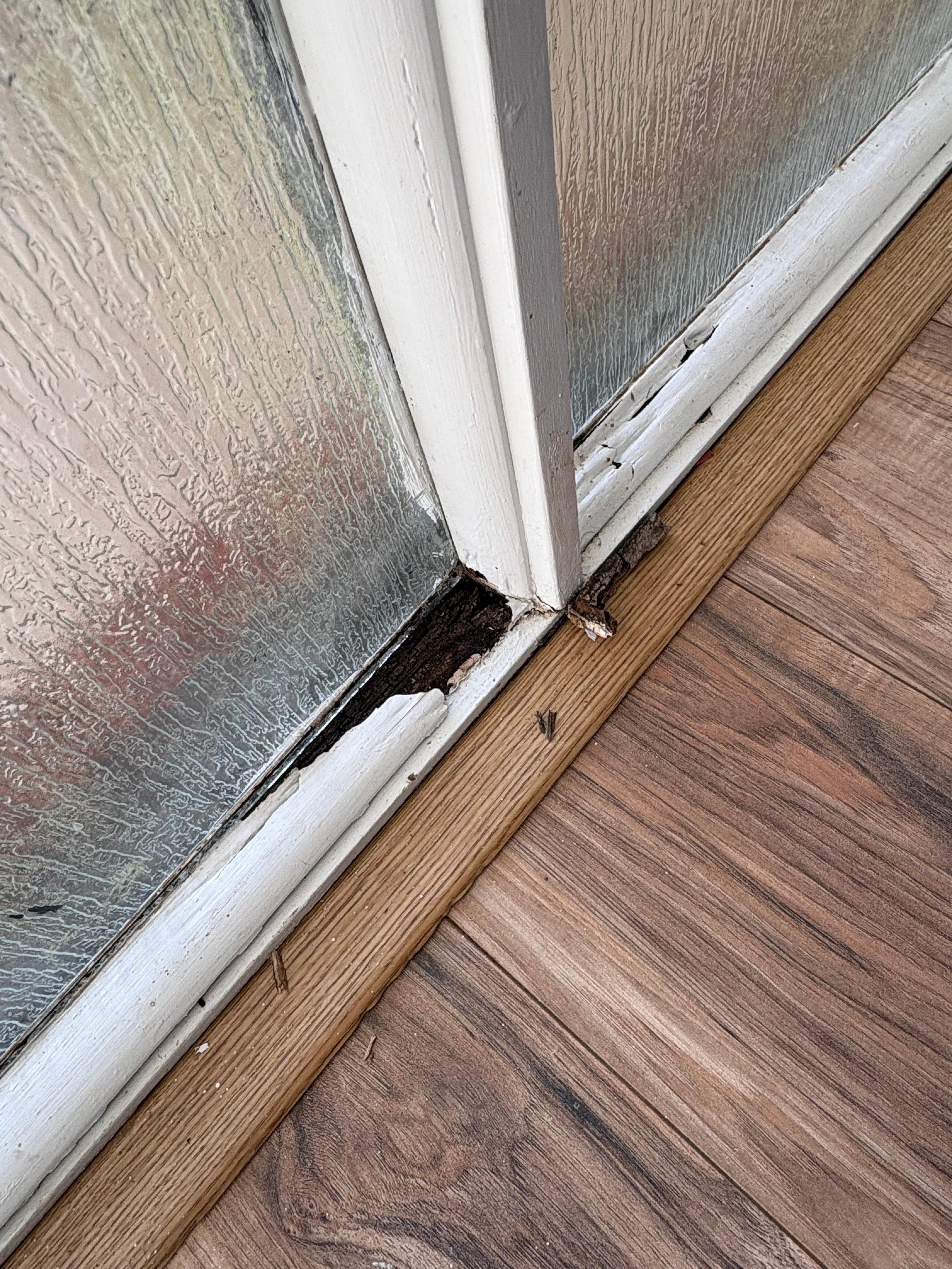 Entrance windows. Rotting out.