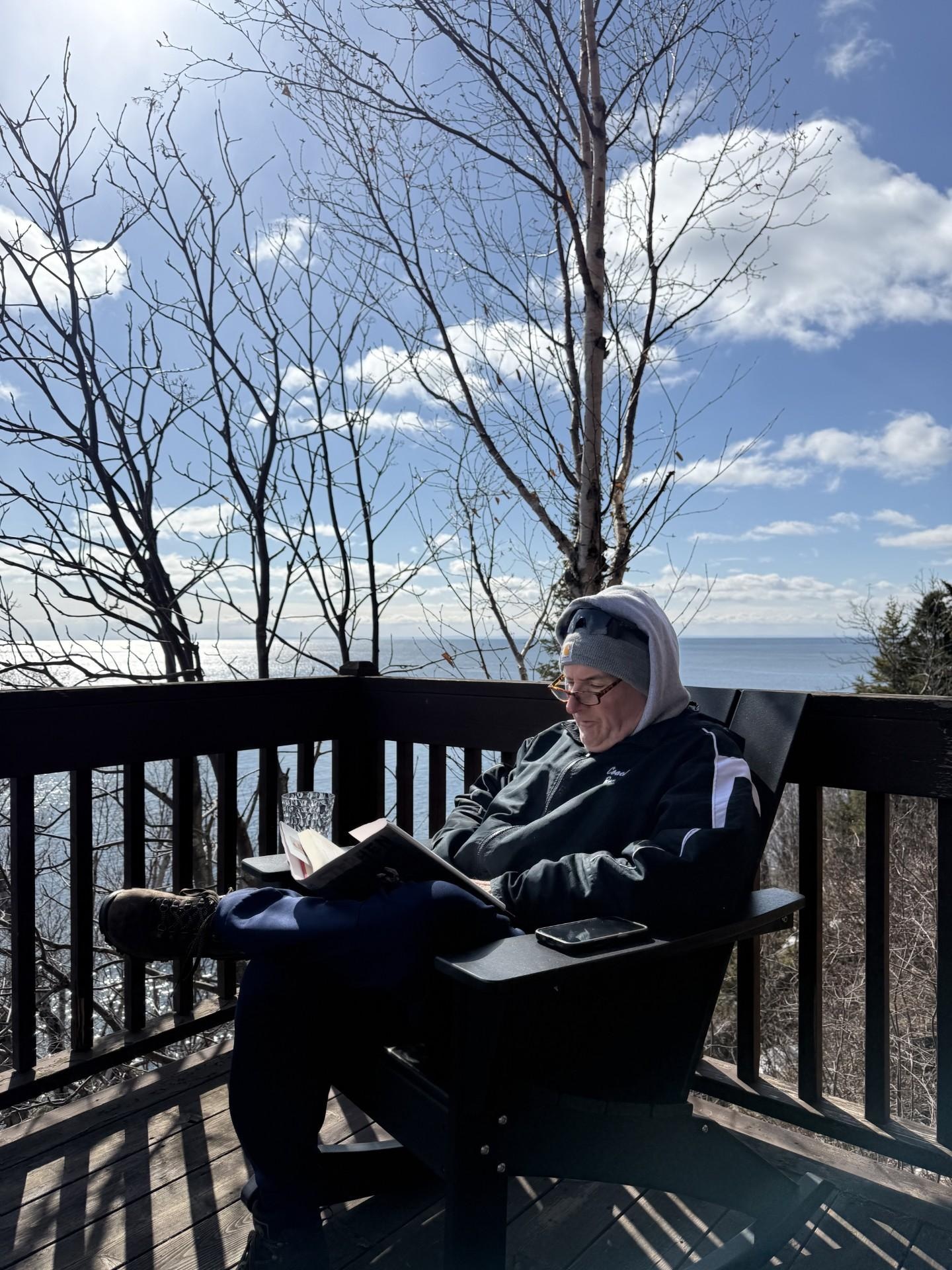 Relaxing on the deck.