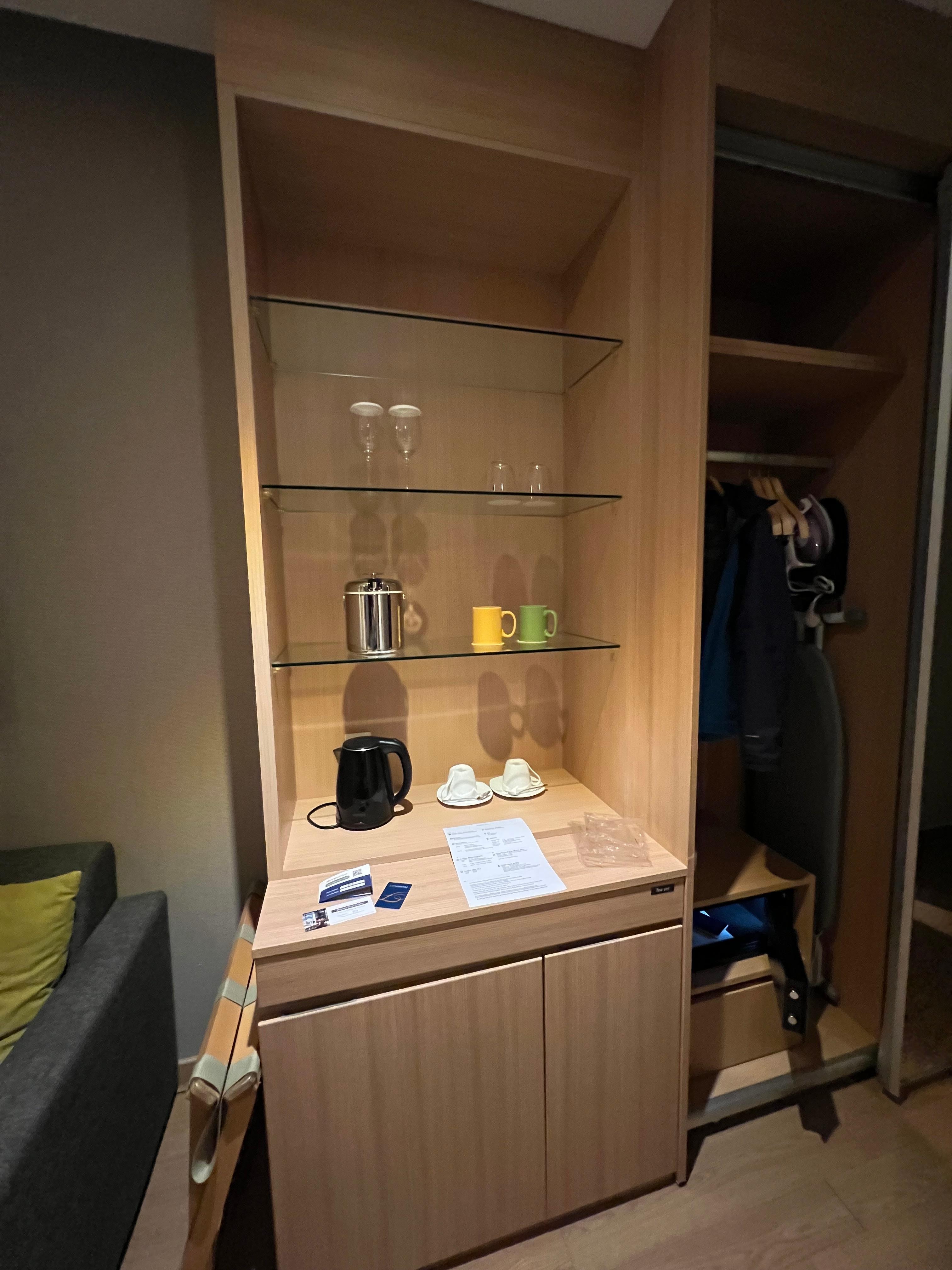 Counter for coffee and fridge 