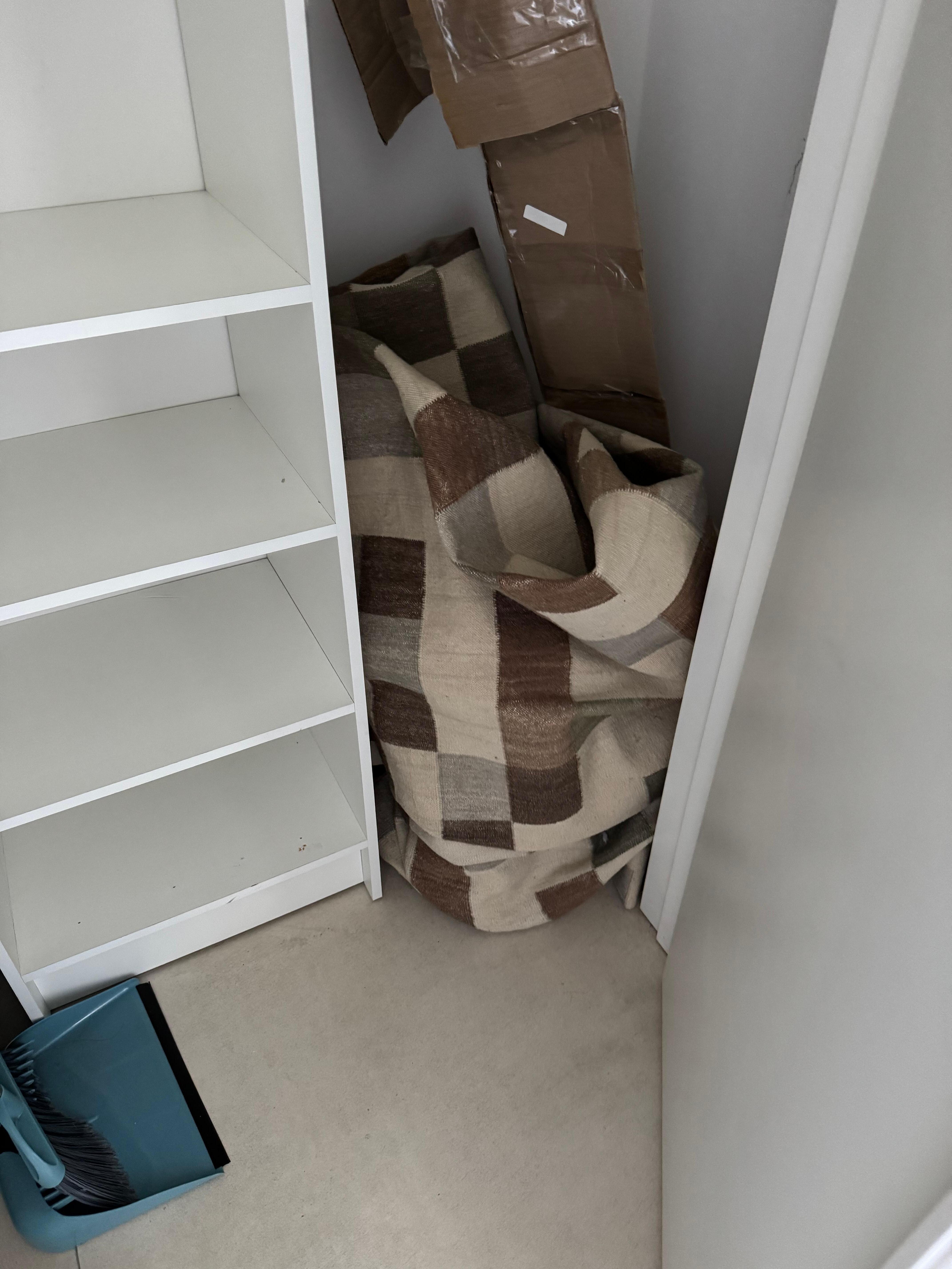 Carpet materials left in closet unable to use