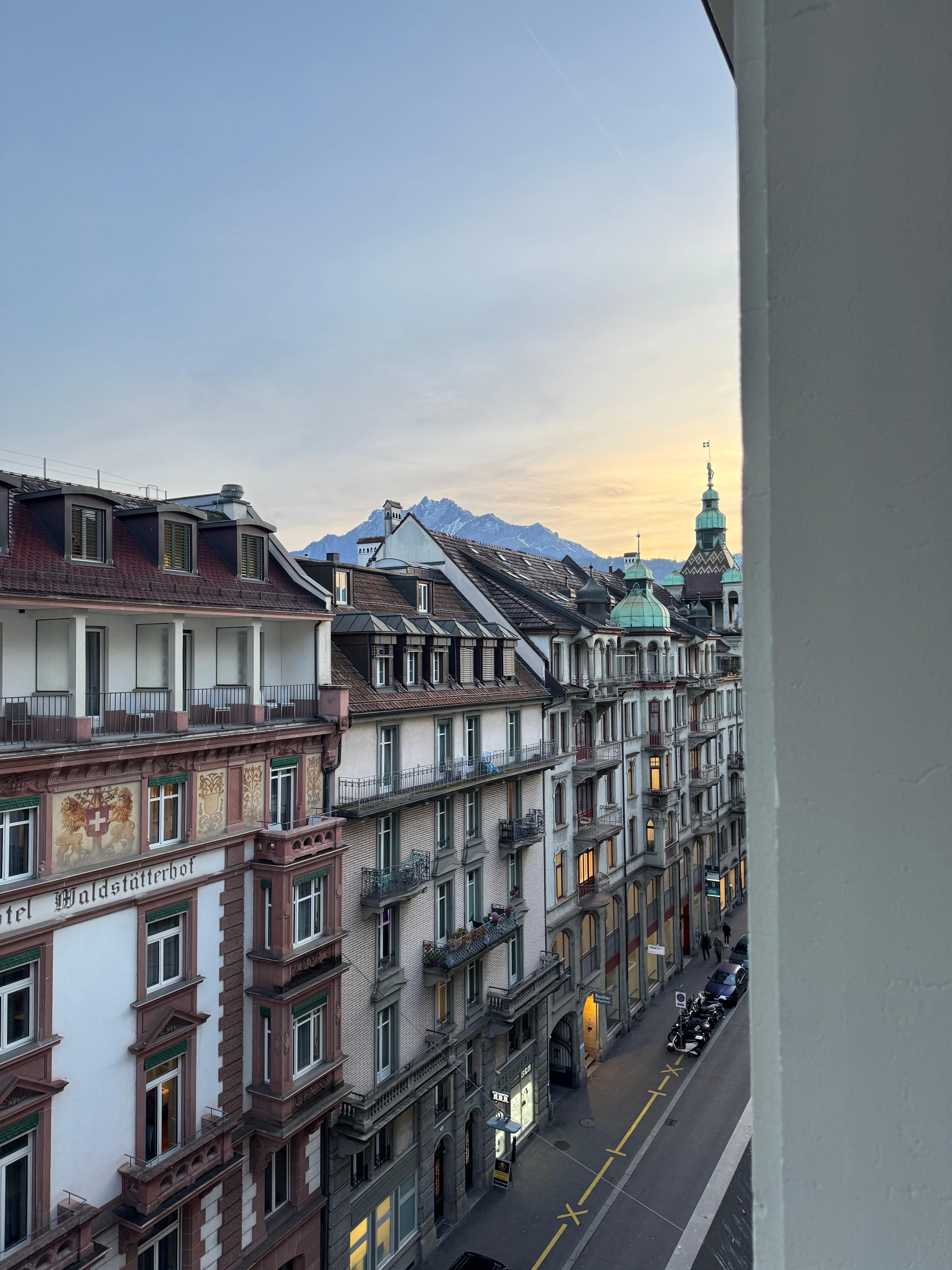 View from our 5th floor window. The Alps!