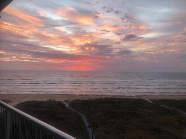 View from balcony at sunrise.
