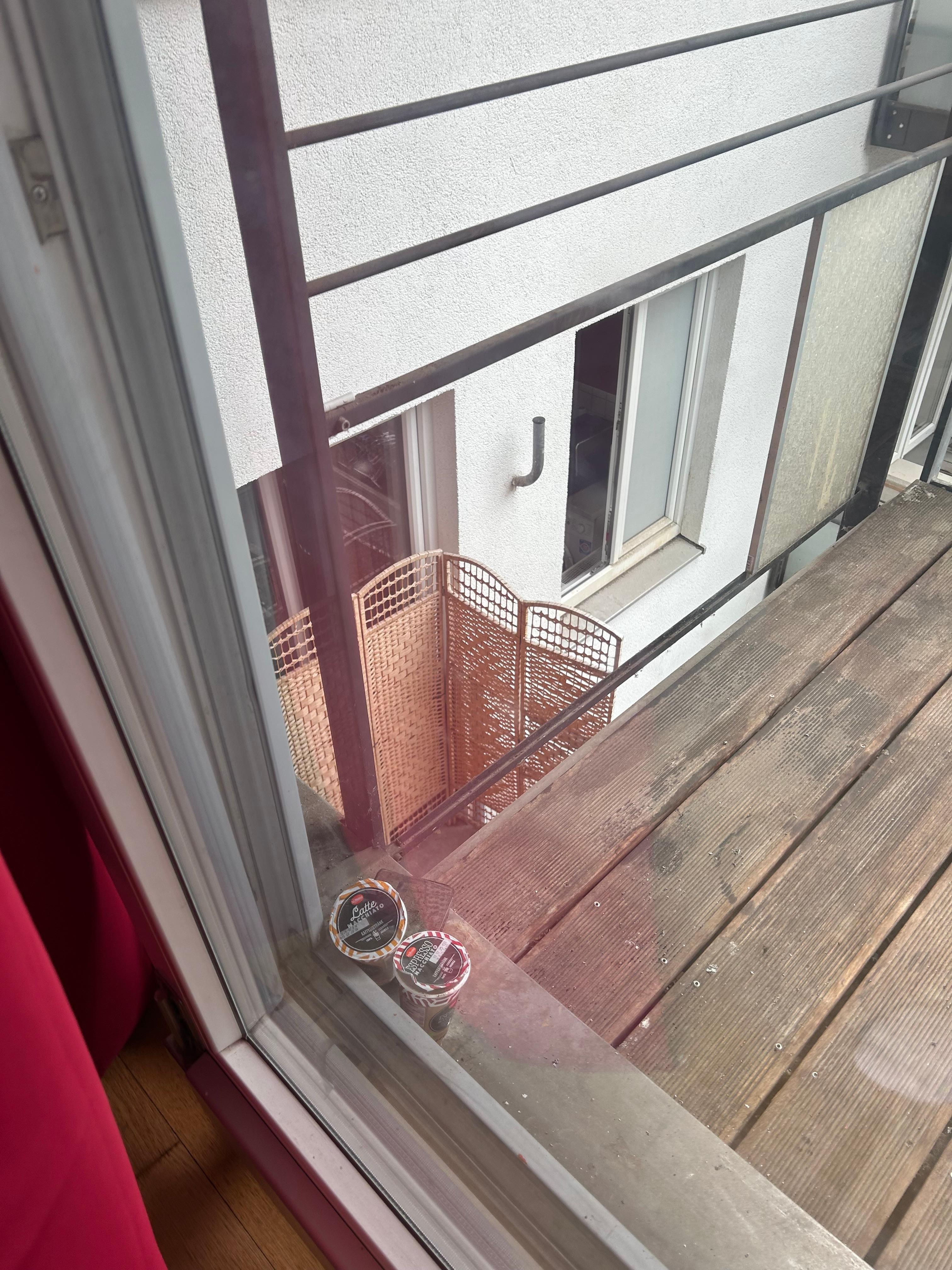 trash on balcony upon arrival
